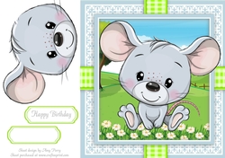 Cute Mouse In Gingham Frame 8x8