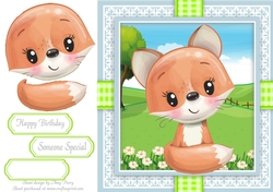 Cute Fox In Gingham Frame 8x8