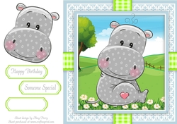 Cute Hippo In Gingham Frame 8x8