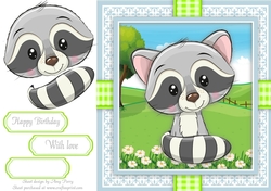 Cute Raccoon  In Gingham Frame 8x8