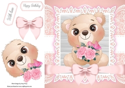 Gorgeous Pug With Pink Bow 8x8