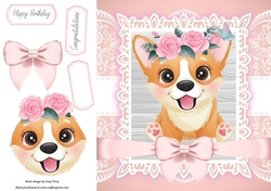 Gorgeous Corgi With Pink Bow 8x8