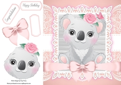 Gorgeous Koala With Pink Bow 8x8