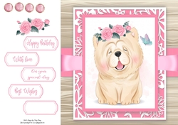 Gorgeous Golden Dog With Roses 8x8