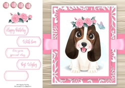 Gorgeous Brown & White Dog With Roses 8x8