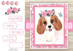 Gorgeous Spaniel Dog With Roses 8x8