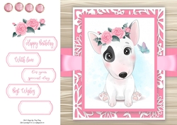 Gorgeous Patch Dog With Roses 8x8