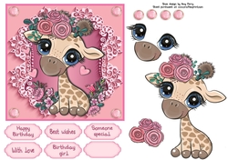 Pretty In Pink Flowers Blue Eyed Giraffe 6x6