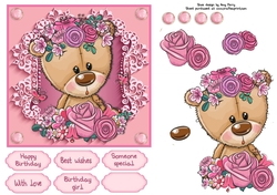 Pretty In Pink Flowers Bear 6x6