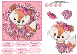 Pretty In Pink Flowers Fox 6x6