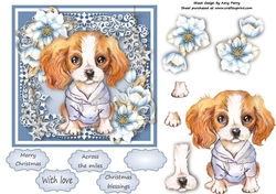 Gorgeous Cavalier With Blue Festive Flowers 6x6