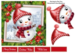 Snowman With Bauble Corners 7x7