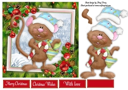 Mouse & Candy Cane With Bauble Corners 7x7