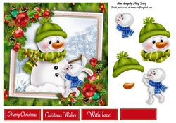 Snowman & Mouse With Bauble Corners 7x7