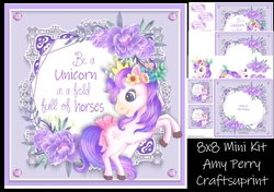 Beautiful Unicorn With Purple Flowers 8x8 Mini Kit
