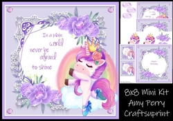 Beautiful Unicorn With Purple Flowers 2 8x8 Mini Kit