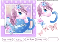 Beautiful Purple Unicorn In A Cup 7x7