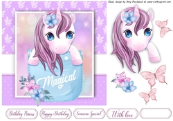 Beautiful Purple Unicorn In A Pocket 7x7