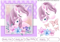 Beautiful Purple Unicorns Cuddling 7x7