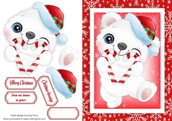 Adorable Polar Bear With Love Heart Candy Canes