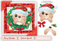 Adorable Bear In A Wreath 7x7