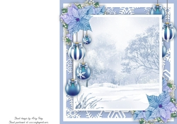 Beautiful Blue Floral & Bauble Blank Insert 8x8