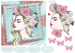 Beautiful Woman Wearing A Floral Head Piece 7x7
