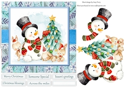Adorable Snowman & Bunnies 7x7