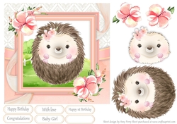  Hedgehog With Pink Flowers 7x7