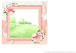 Beautiful Pink Floral Insert Happy Birthday 7x7