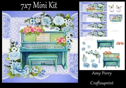 Vintage Piano With Blue Flowers 7x7 Mini Kit