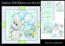 Elephant With Balloons 7x7 Mini Kit