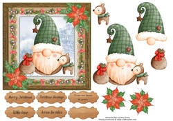 Vintage style santa with a green hat 6x6
