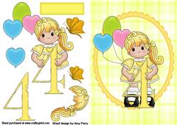 Pretty Yellow 4th Birthday Girl