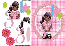 Happy 3rd Birthday Ethnic Pink Girl