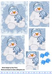 Fluffy Blue Snowman Pyramid