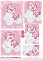 Fluffy Pink Snowman Pyramid