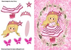 Pretty Pink Princess in Floral Frame