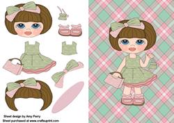 Pretty Green & Pink Bob Girl