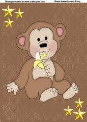 A4 Cute Monkey with Gold Stars