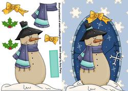Christmas Snowman with Yellow Bow