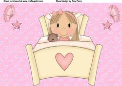 A4 Cute Little Girl in Bed
