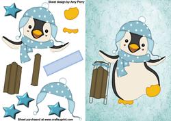 Cute Christmas Penguin & His Sledge
