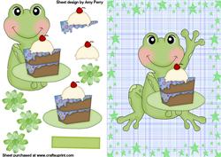 Little Green Birthday Frog with Cake