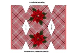 Christmas Cracker Shaped Card with Red Poinsetta