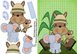 Gorgeous Safari Bear with Elephant & Monkey