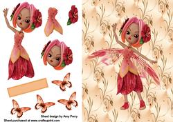 Peach Fairy with Butterflies