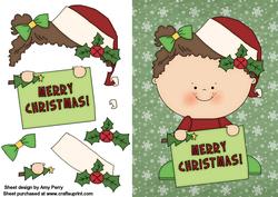 Little Christmas Girl with Merry Christmas Sign
