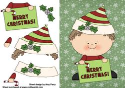 Cute Christmas Elf with Merry Christmas Sign