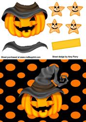 Halloween Pumpkin on Spotty Paper